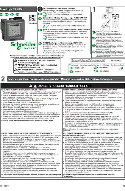 schneider施耐德PowerLogic™ PM5561 - 说明书